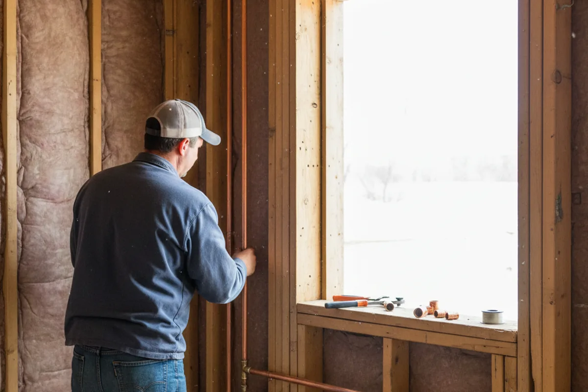 Licensed plumber running new copper supply lines in a Barberton home