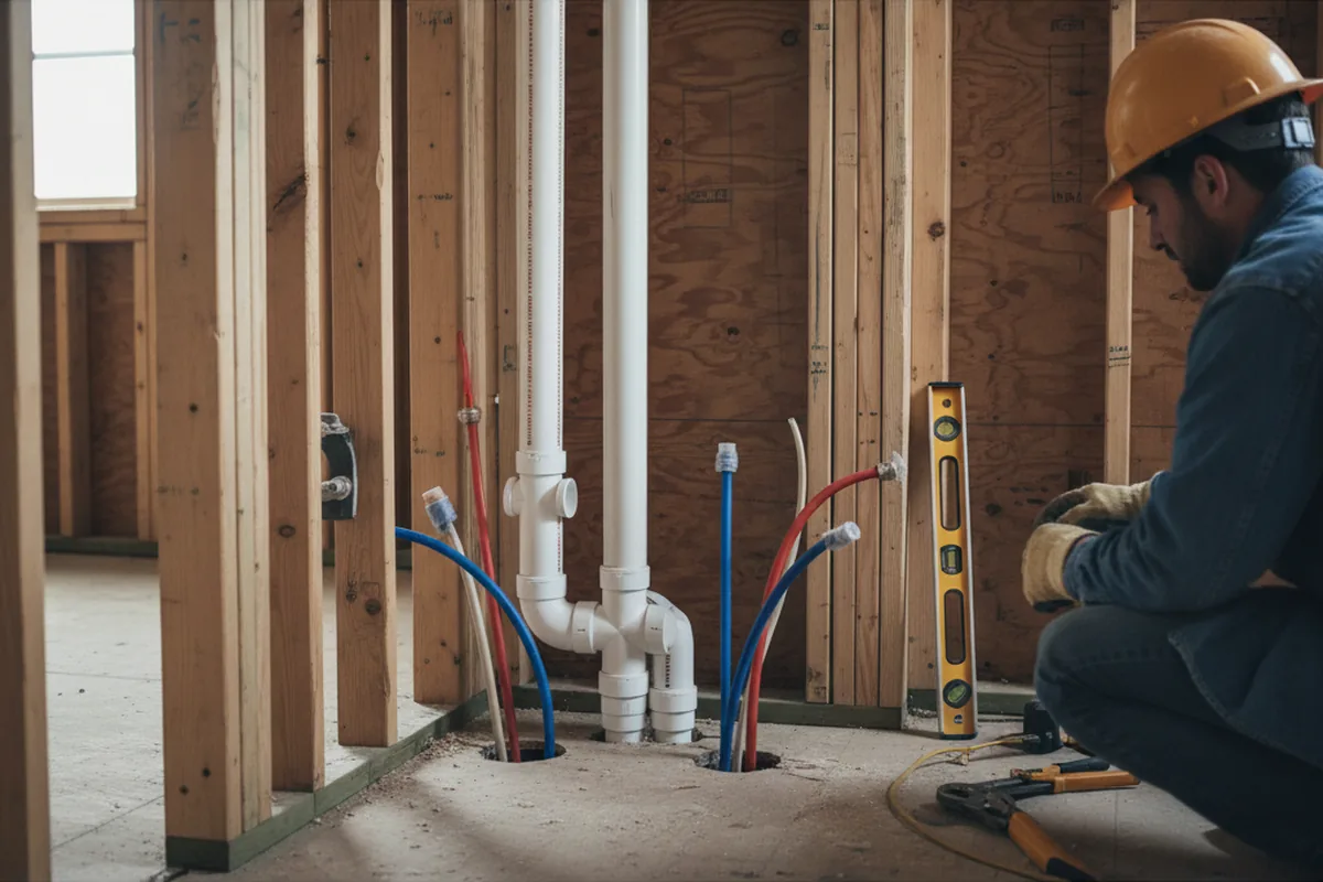 Drain and supply rough-in during Drain Cleaning in Barberton