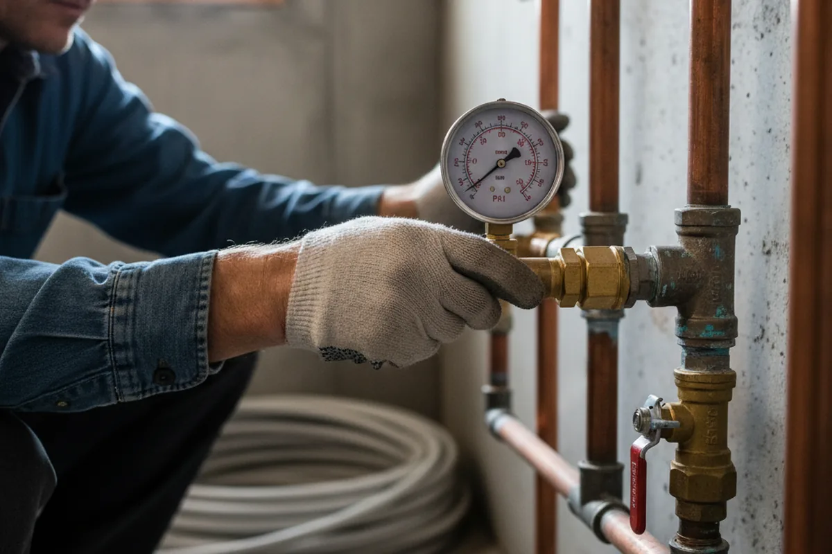 Pressure testing a repaired line during Water Line Repair in Barberton